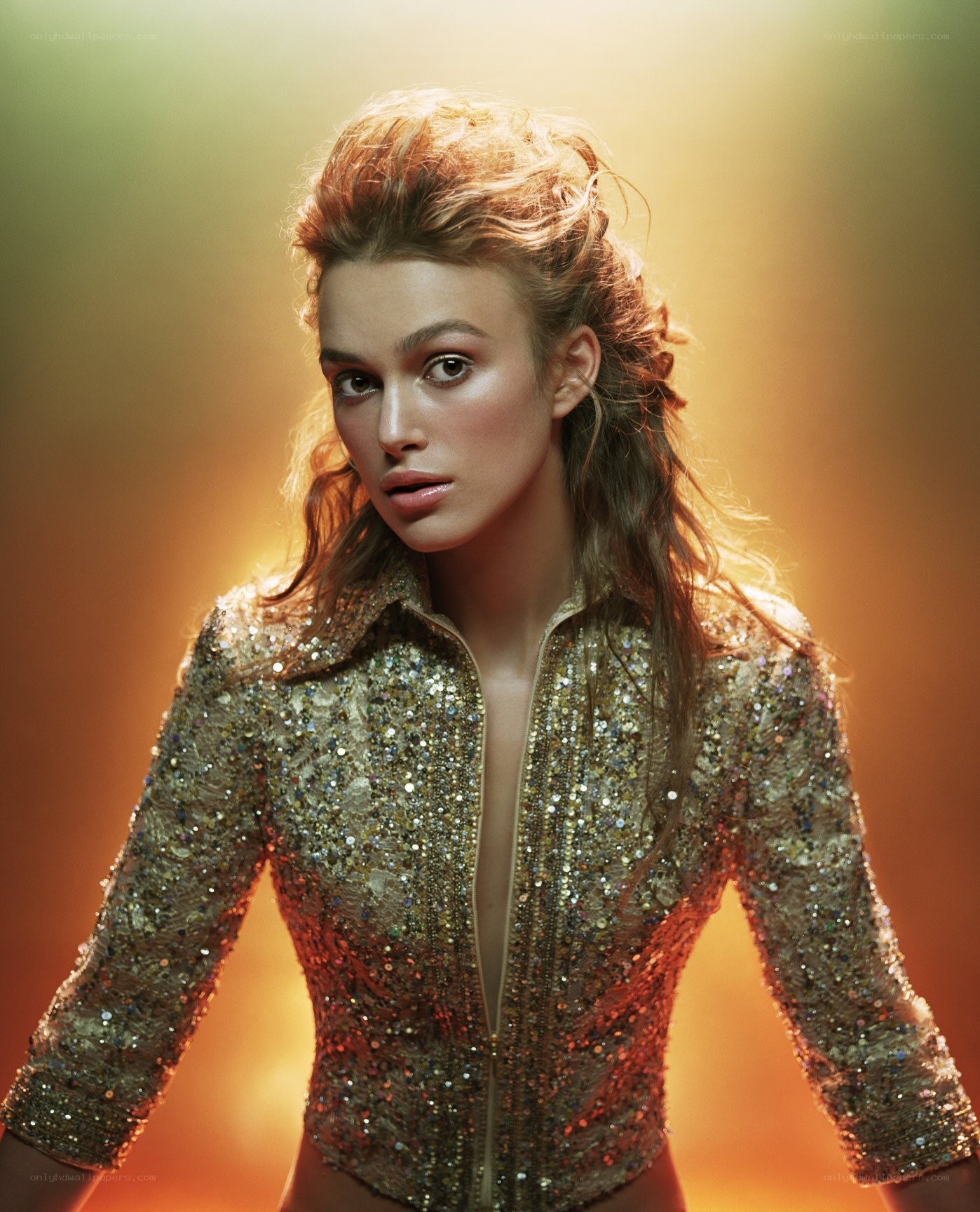 woman in sequined jacket