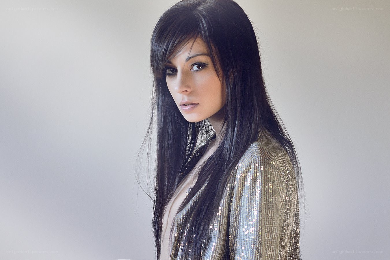 woman in sequined jacket