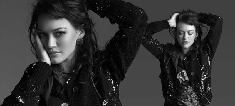 Woman in Sequined Jacket — Black, Dramatic, Photograph, Earrings, Hair