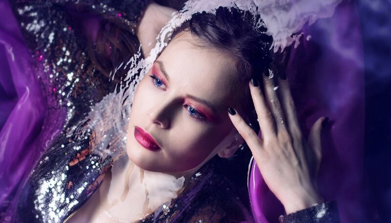 Woman in Sequined Jacket — Purple