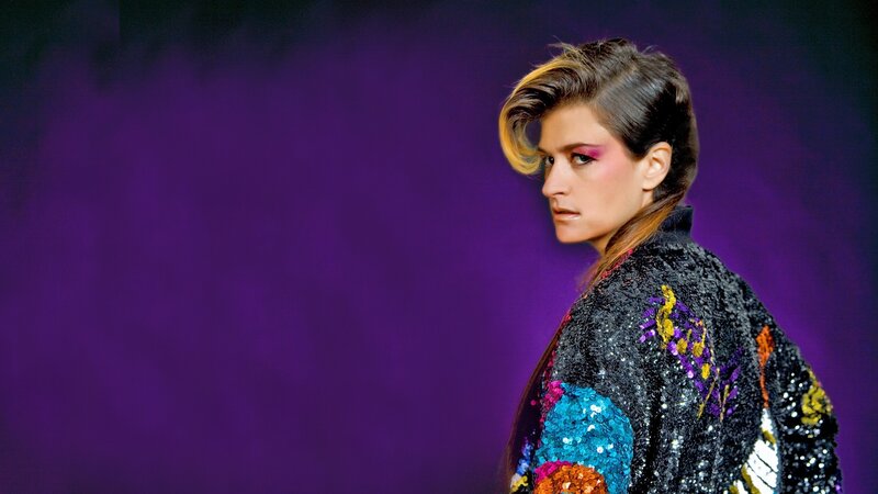 woman in sequined jacket