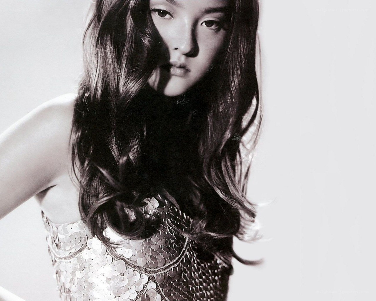 woman in sequined top