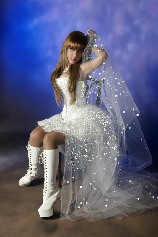 woman in sequined wedding dress
