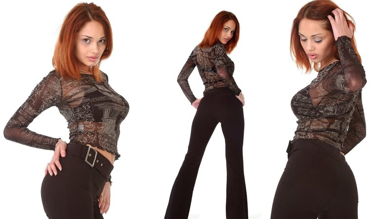 woman in sheer top