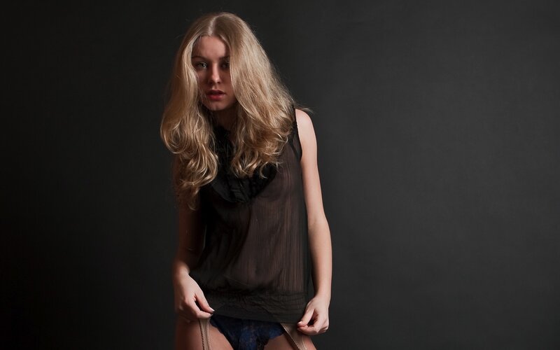 woman in sheer top