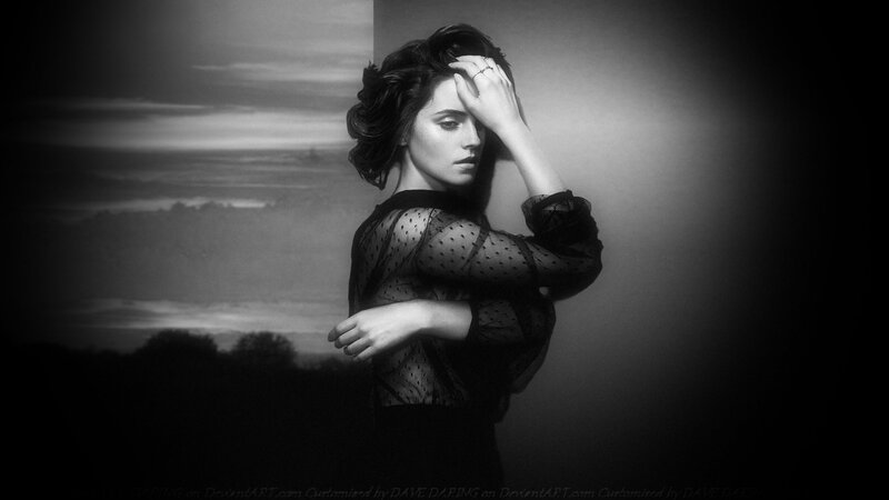 Woman in Sheer Top — Black, Dramatic, Sunset