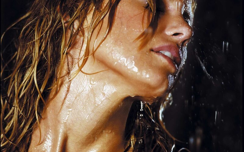 Woman in Shower — Brown, Dramatic, Photograph, Hair