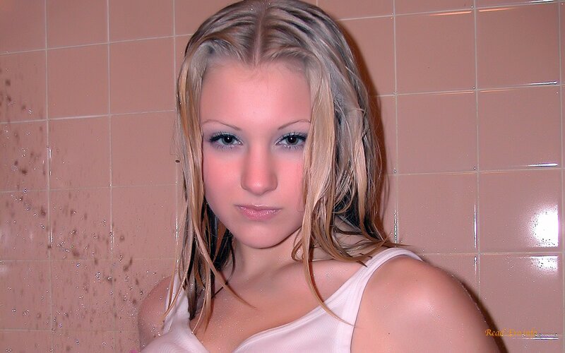 Woman in Shower — Pink, Calm, Photograph, Tiled Wall