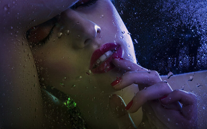 Woman in Shower — Purple