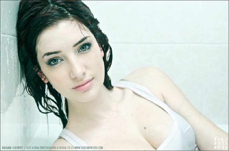 woman in shower with wet hair