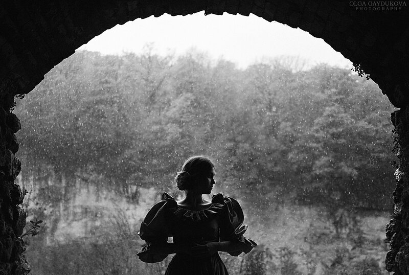Woman in Silhouette — Black, Dramatic, Photograph, Rain