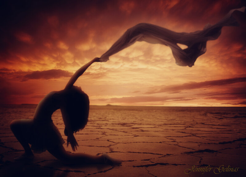 Woman in Silhouette — Orange, Dramatic