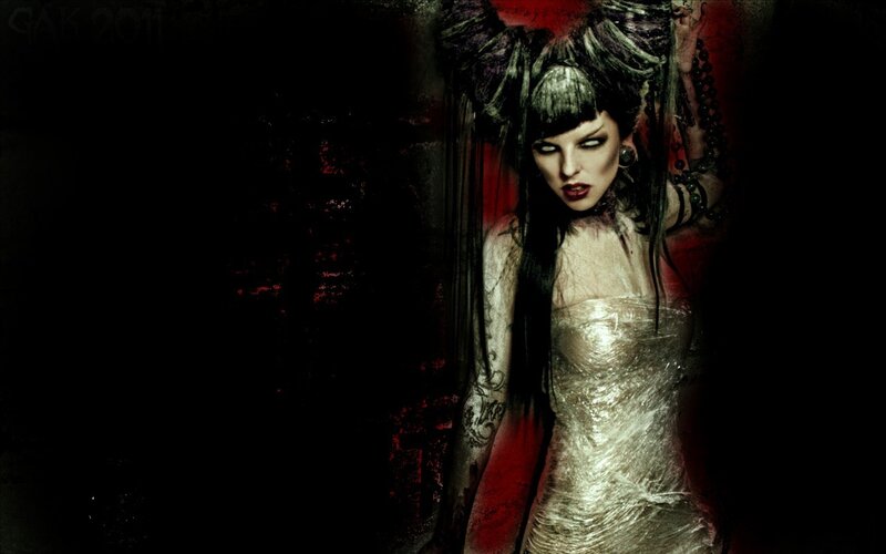 Woman in Silver Dress — Black, Dramatic, Digital Art