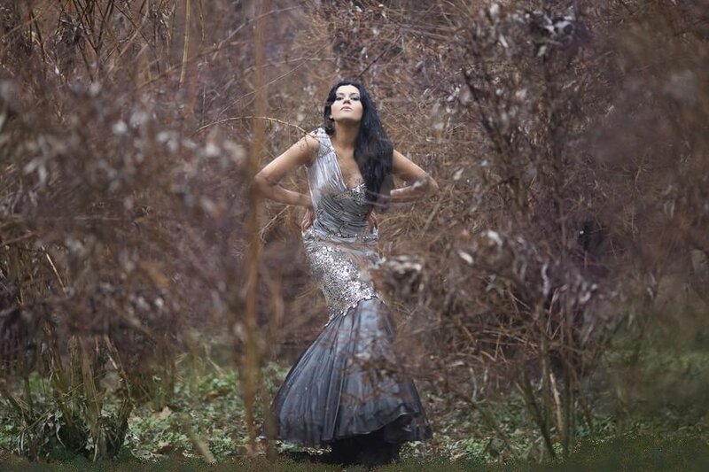 Woman in Silver Dress — Dramatic, Autumn