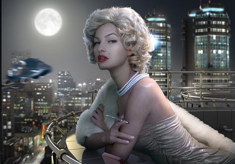 Woman in Silver Dress — Dramatic, Night, Digital Art