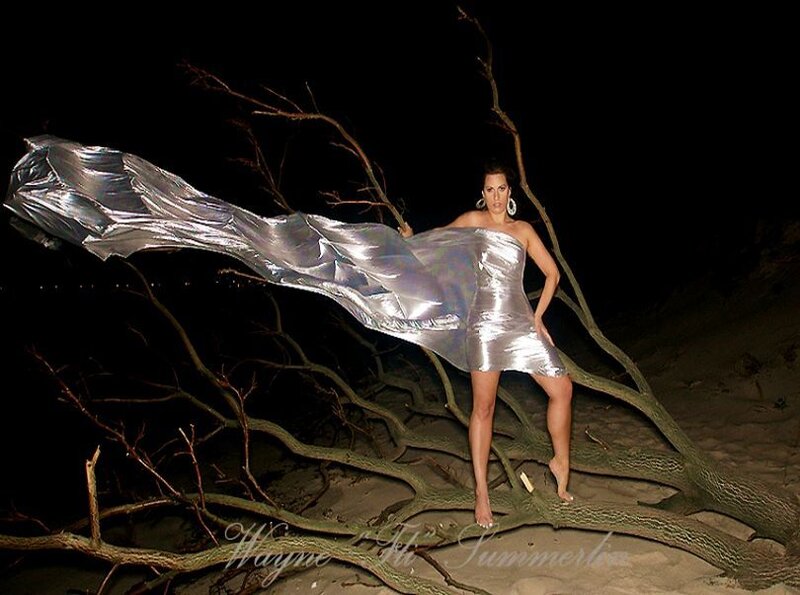 Woman in Silver Dress — Dramatic, Night