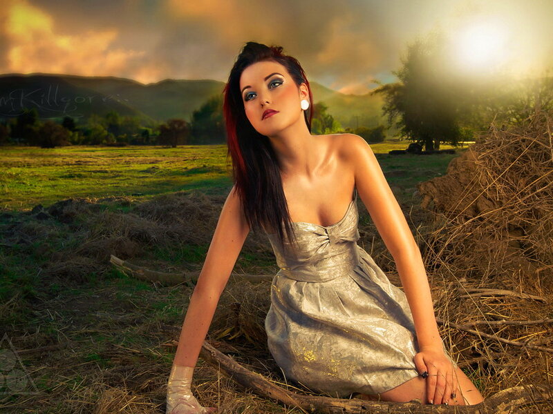 Woman in Silver Dress — Dramatic, Sunset, Photograph