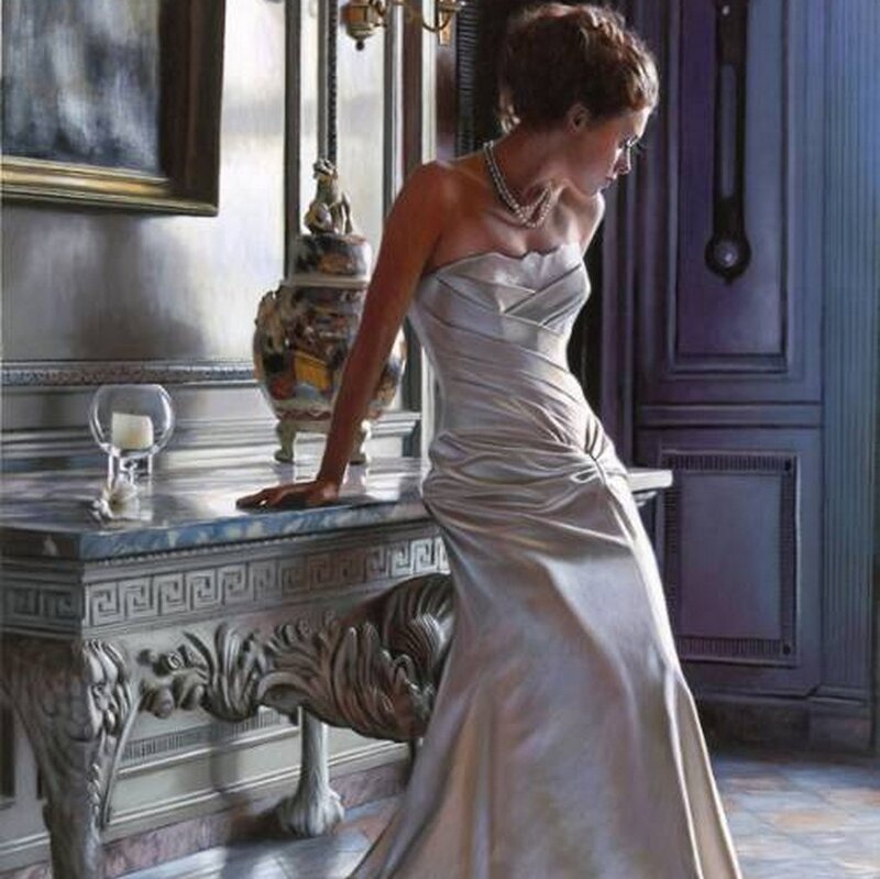 Woman in Silver Gown — Dramatic, Painting
