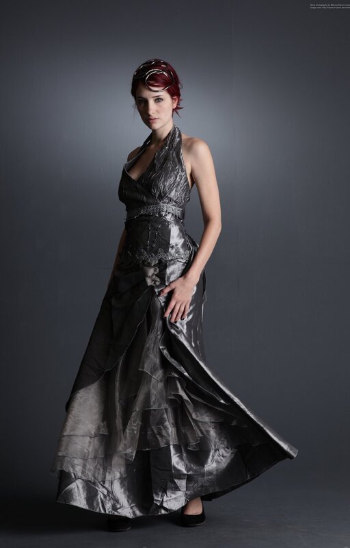 woman in silver gown