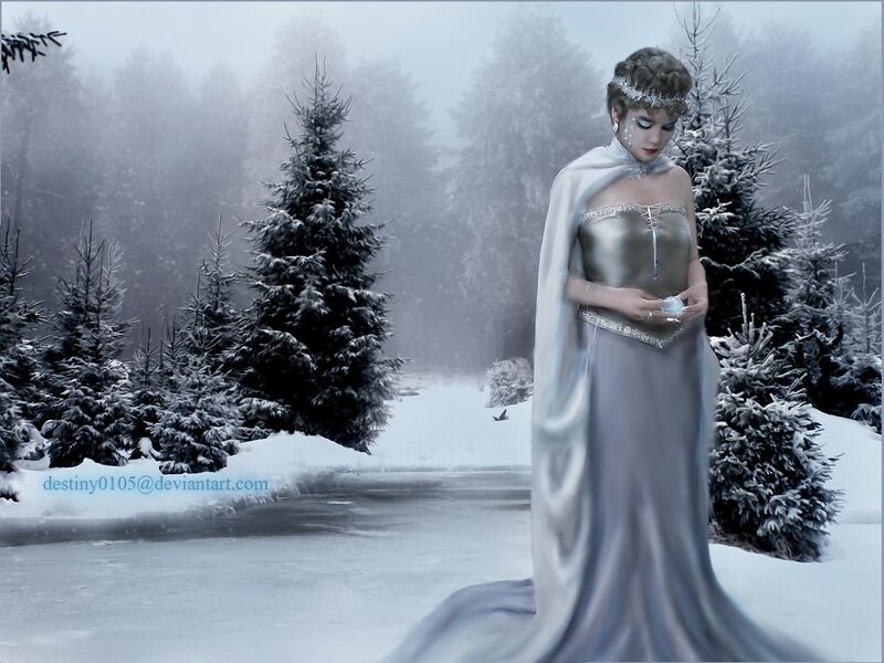 Woman in Silver Gown — White, Serene
