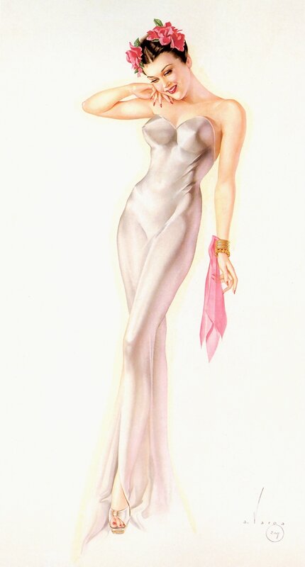 woman in silver gown with flowers