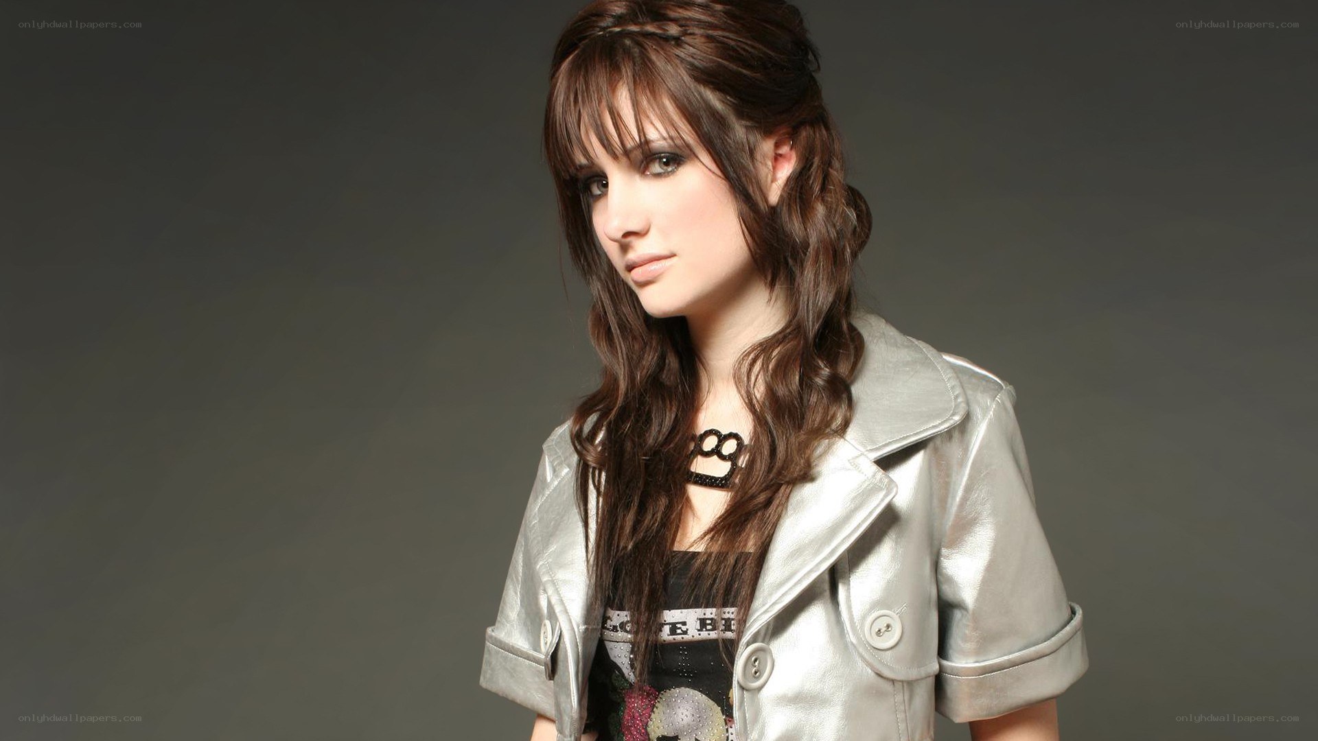 woman in silver jacket