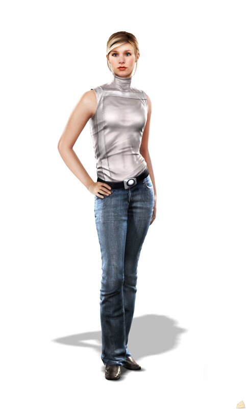 woman in silver top and jeans