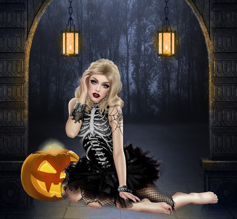 Woman in Skeleton Costume — Black