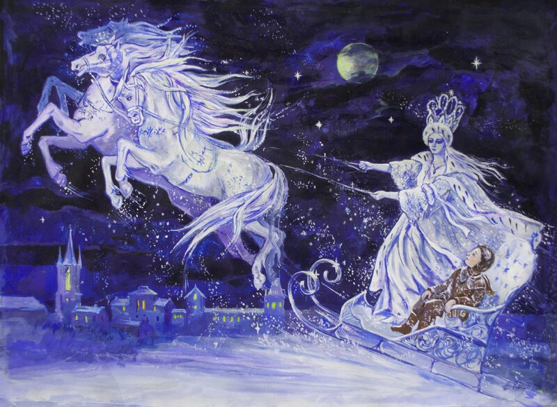 Woman in Sleigh with Horses