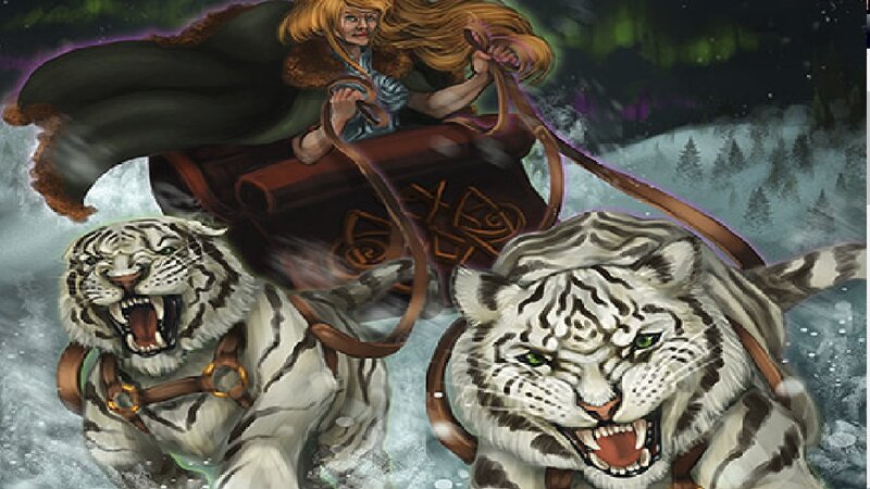Woman in Sleigh with Tigers