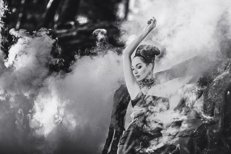Woman in Smoke — Black, Dramatic