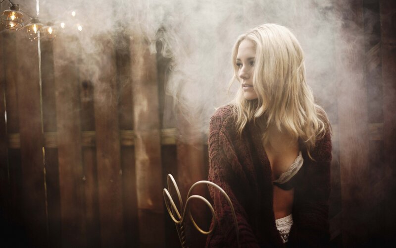 woman in smoky room