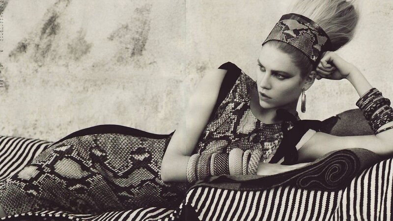 woman in snake print outfit