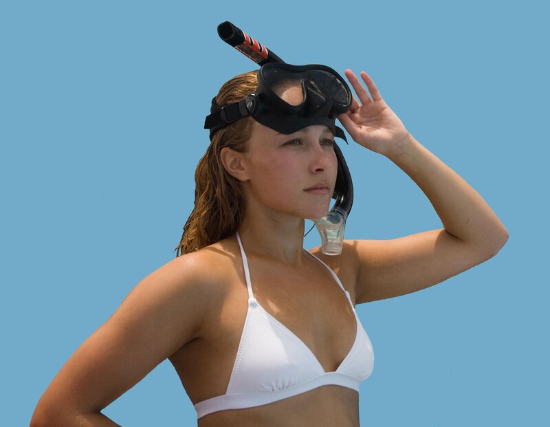 woman in snorkel gear