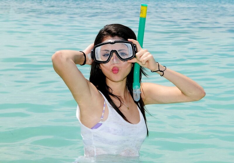 woman in snorkeling gear