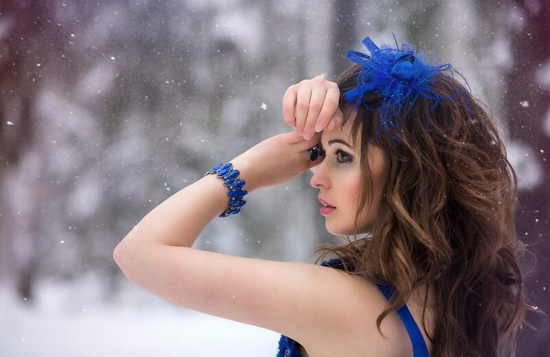 Woman in Snow — Blue, Cold, Winter