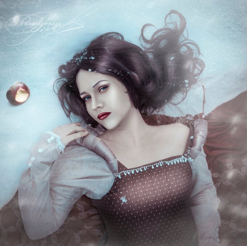 Woman in Snow — Blue, Serene
