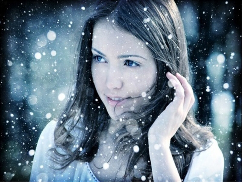 Woman in Snow — Blue