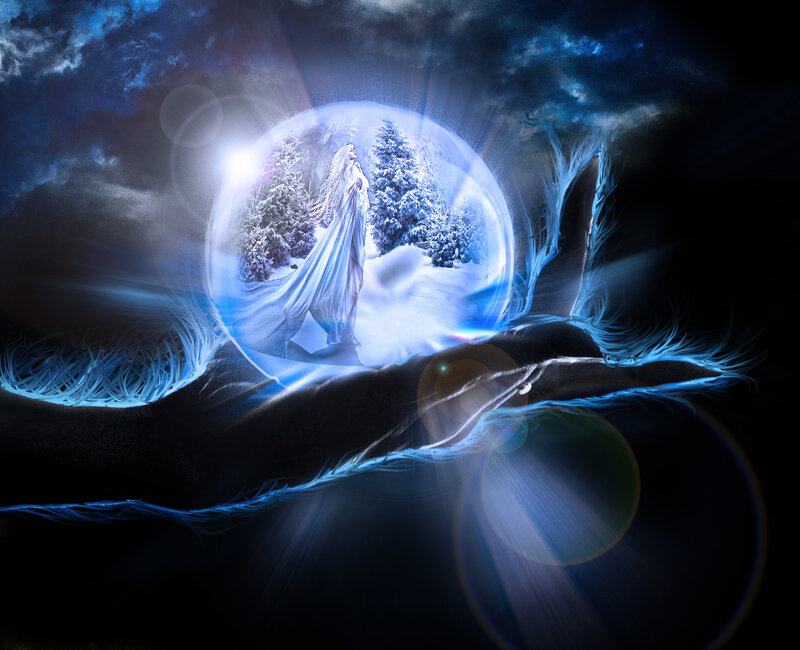 Woman in Snow Globe