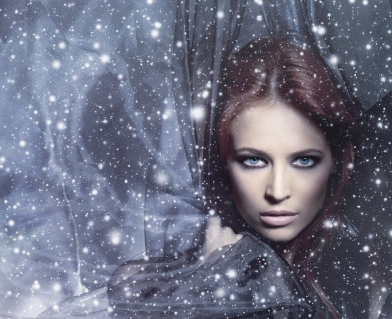 Woman in Snow — White, Dramatic, Winter
