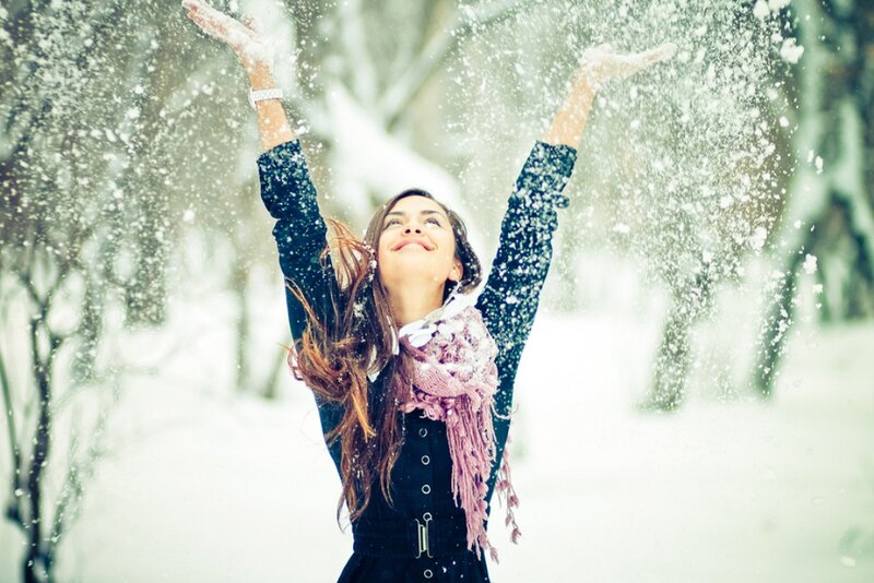 Woman in Snow — White, Joyful
