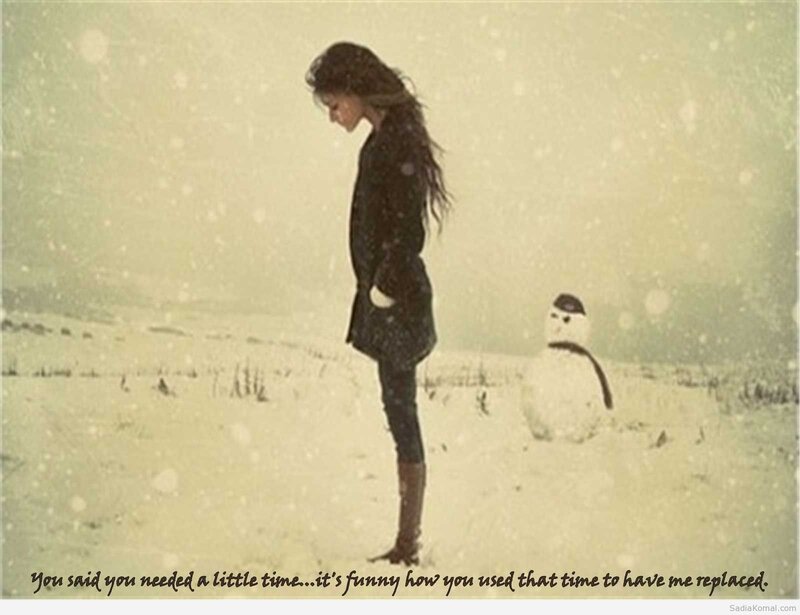 woman in snow with quote