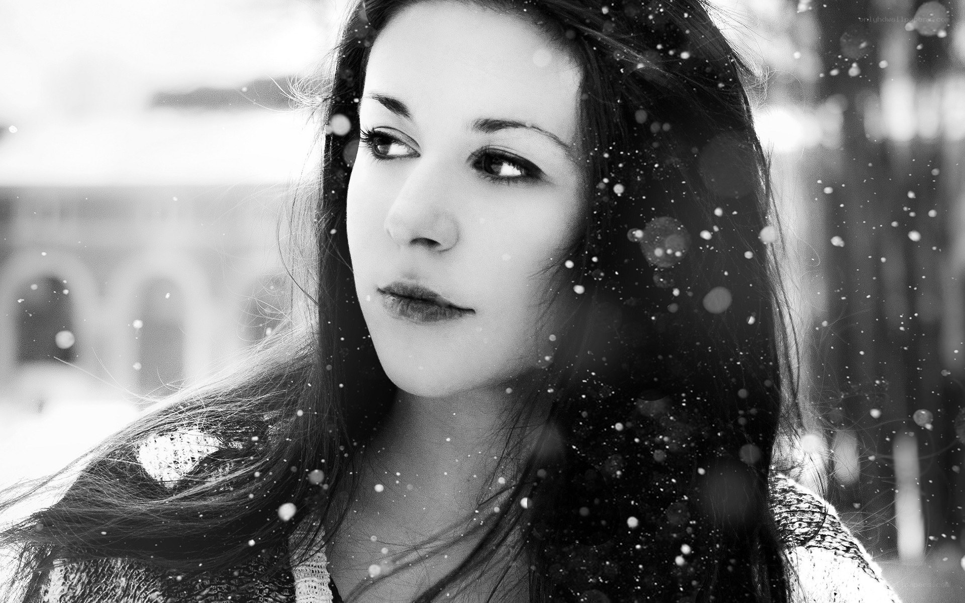 woman in snowfall