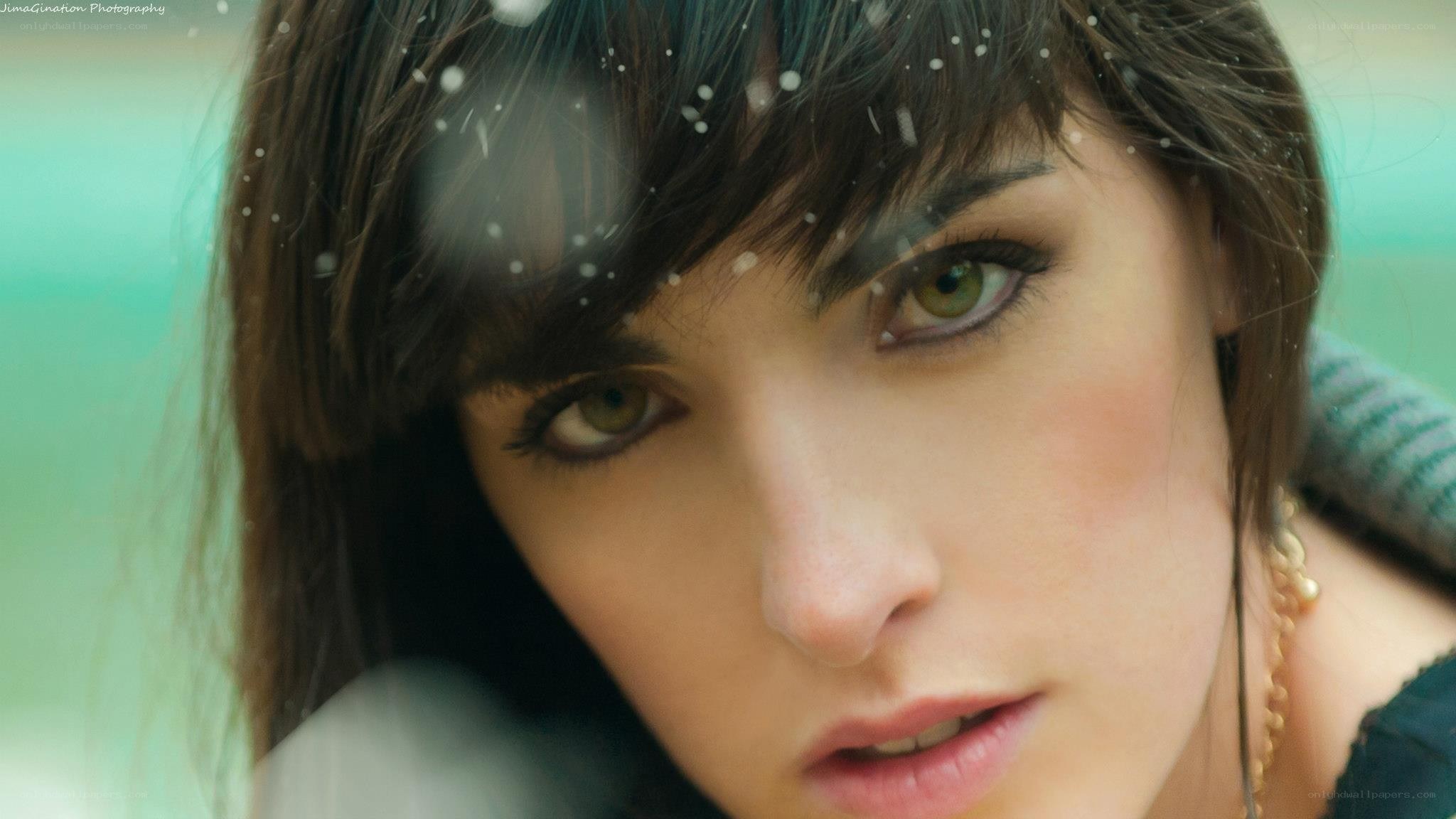 woman in snowfall