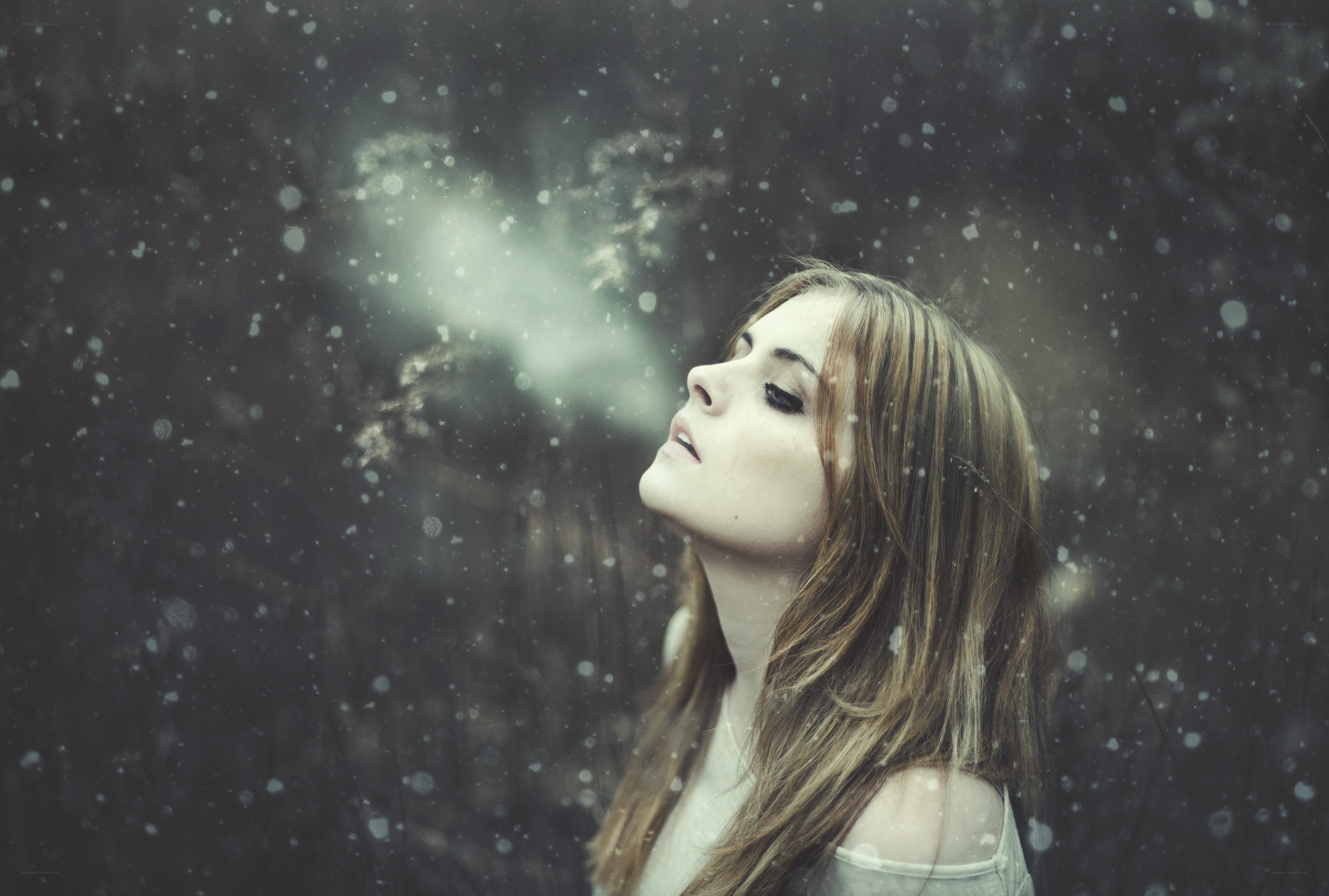woman in snowfall