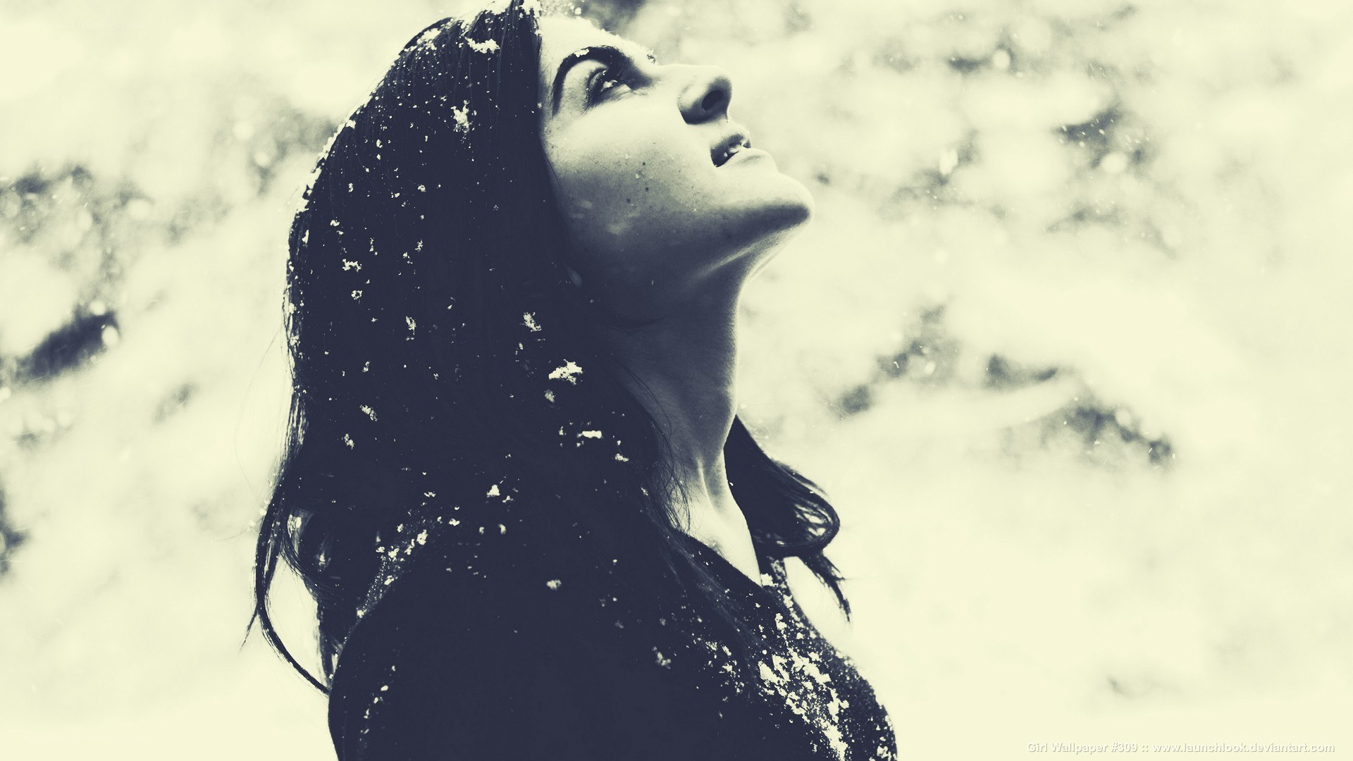 woman in snowfall