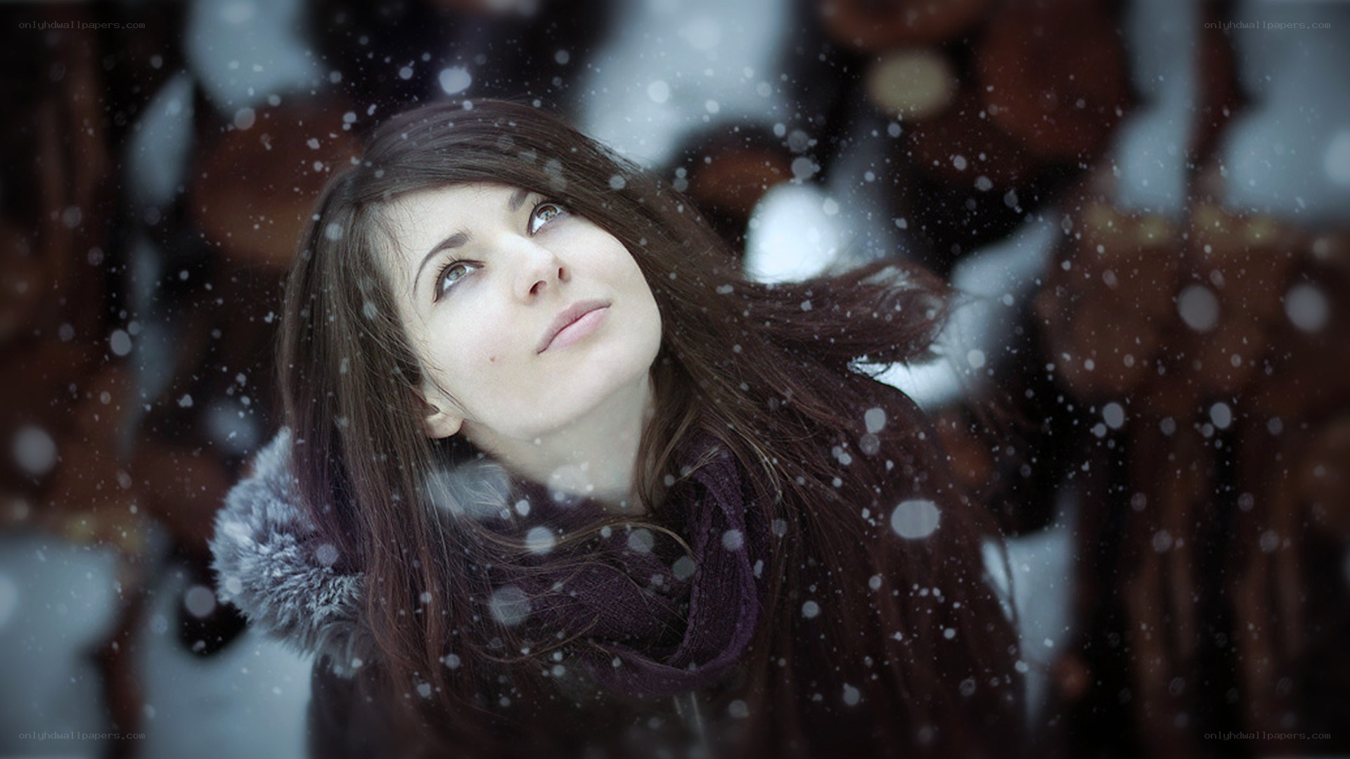 woman in snowfall