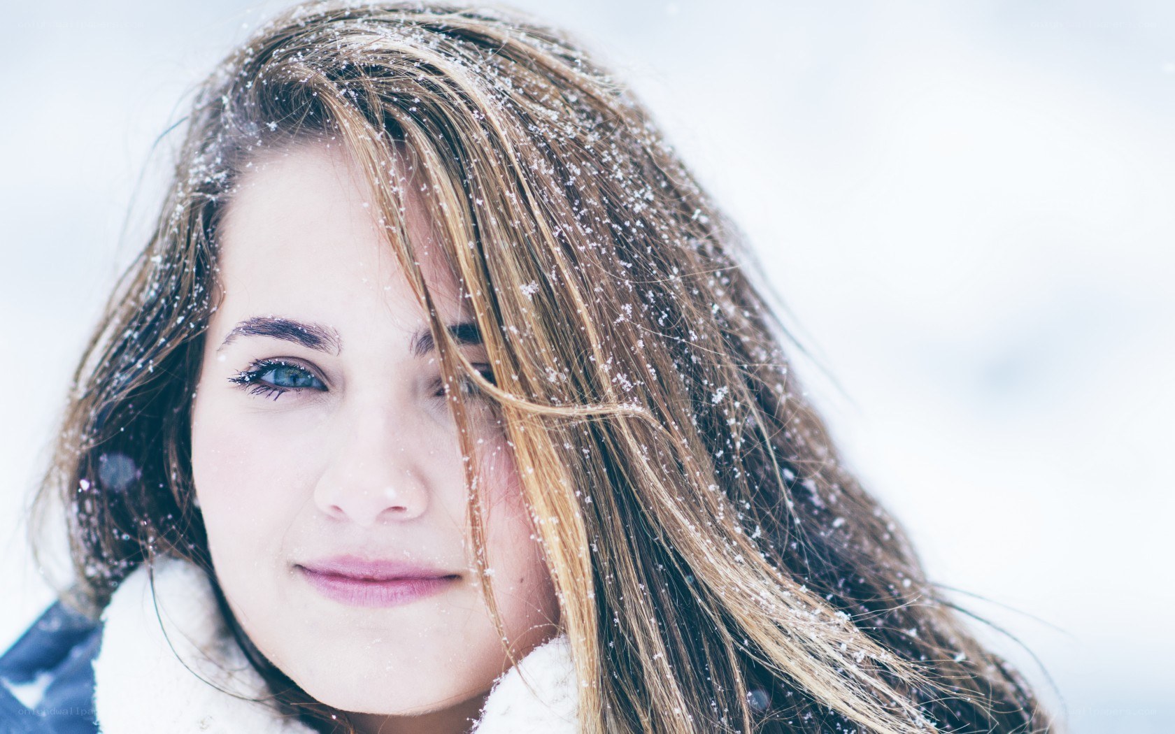 woman in snowfall