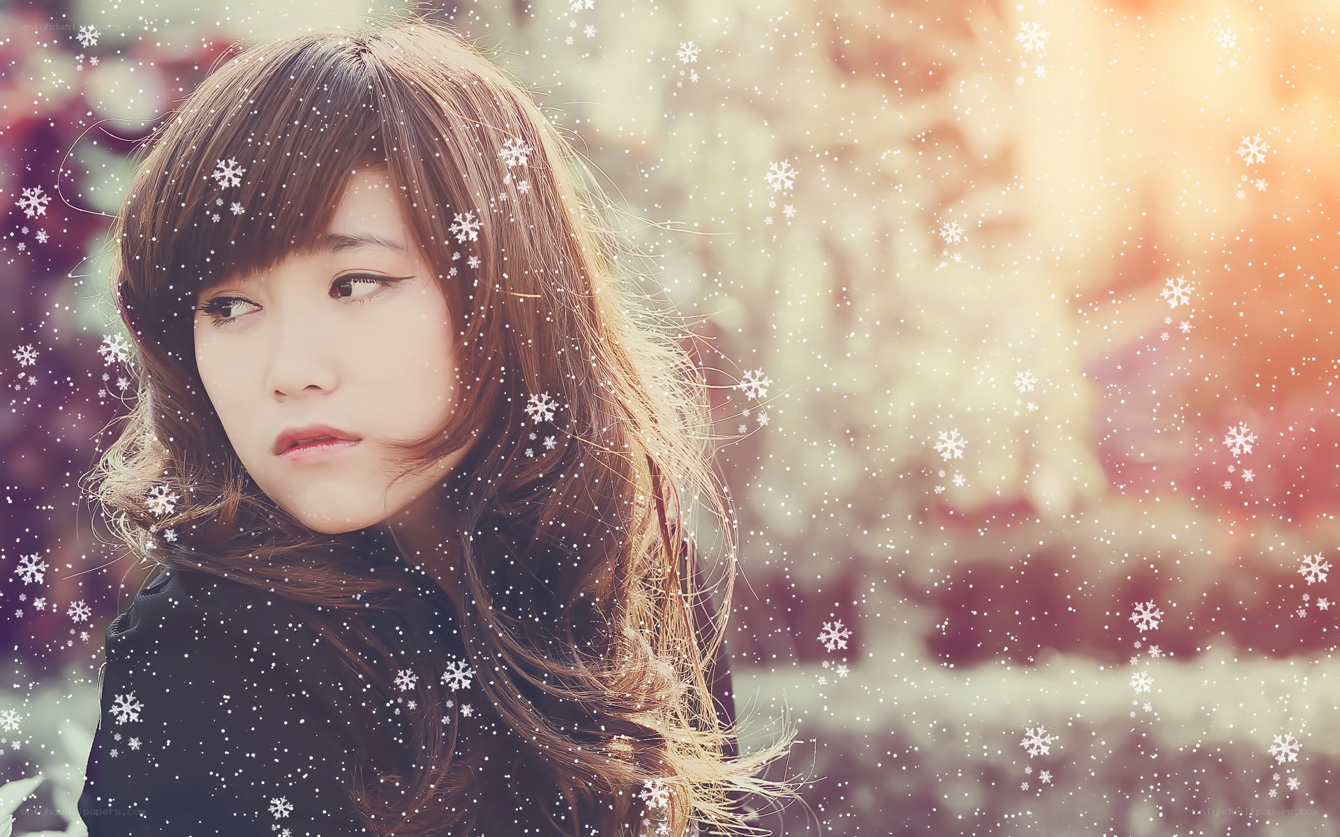 woman in snowfall