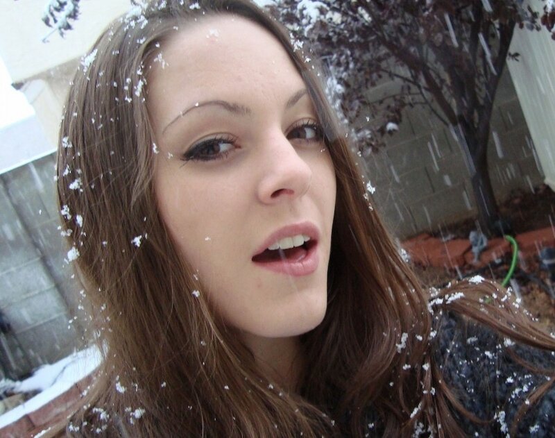 woman in snowfall